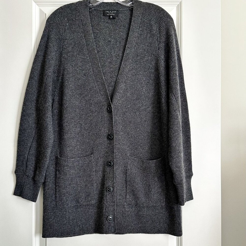Rag & Bone Gray Cashmere Button Front Long Cardigan Size XS